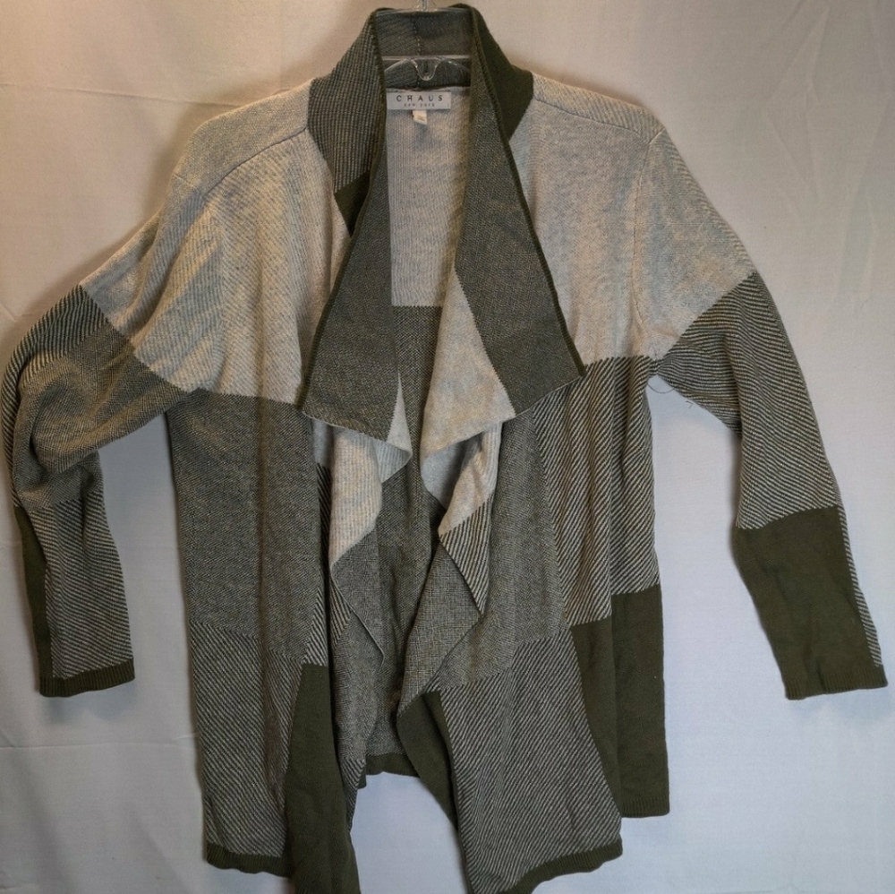 Chaus New York Women's Lightweight Cardigan Sweater Gray Long Sleeve Sz L